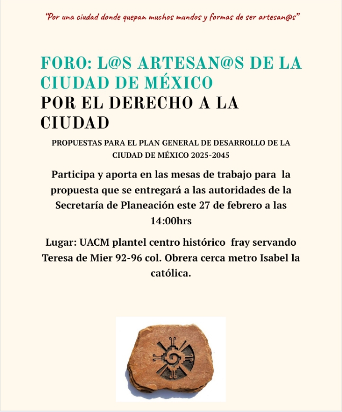 FORO: L@s artesan@s de la Ciudad, por el Derecho a la Ciudad